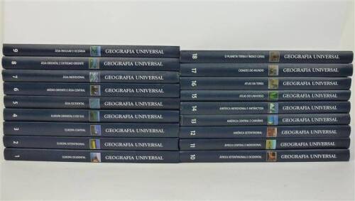 Lote 189 - GEOGRAFIA UNIVERSAL - Grande Atlas do Século XXI, Colecção de 18 volumes em capa dura, Editora Planeta de Agostini, 2005, em estado novo