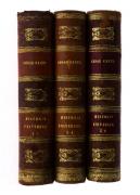 Lote 1012 - HISTORIA UNIVERSAL, LIVROS DO SÉC. XIX - 6 Tomos em 3 volumes. (Obra completa). Por Cesar Cantu. Nova edição vertida da franceza de 1867, acompanhada da versão das citações gregas e latinas, e com alguns acrescentamentos relativos aos feitos dos portuguezes por Manuel Bernardes Branco. Editora: No Escriptorio de Francisco Arthur da Silva, Lisboa, 1875-1877. Encadernação inteira em pele com ferros a ouro na lombada. Conserva na portada do tomo I a gravura com o retrato do autor. Nota: