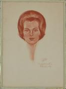 Lote 62 - LAFO - Original - Desenho a sanguínea sobre papel, assinado, datado de Paris 1964, motivo "Retrato Feminino". Dim: mancha 49x35 cm. Dim: moldura 52x38 cm. Nota: moldura com falhas