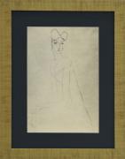 Lote 69 - AMADEU DE SOUZA-CARDOSO (1887-1918) - Litografia sobre papel, motivo "Figura Feminina Sentada”. Dim: mancha 28x19 cm. Dim: moldura 42x33 cm
