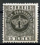 Lote 44 - SELOS, ÍNDIA PORTUGUESA - Selo de 1881-83 da série “Tipo Coroa, Com Sobretaxa” de 1 ½ Réis sobre 5 Réis (Mundifil #66), em novo e sem goma, com excelente qualidade. Sem classificação atribuída pela Oportunity, cabe ao licitante atribuir a classificação e a valorização que entender correta.