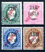 Lote 110 - SELOS, CABO VERDE - Série Completa de 1915 “D. Luís I Fita Direita, com sobrecarga REPUBLICA e sobretaxas, em papel porcelana” (Mundifil #155-158), novos e sem goma, excelente qualidade, bom valor de catálogo. Sem classificação atribuída pela Oportunity, cabe ao licitante atribuir a classificação e a valorização que entender correta.