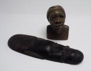 Lote 4119 - ARTE AFRICANA - Lote composto por duas esculturas sendo uma em pedra e outra em madeira. Alt: 10 e 23 cm