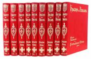 Lote 5 - HISTÓRIA DE PORTUGAL, COLECÇÃO - 9 Vols. (Inclui suplemento e índices). Por Damião Peres. Coleção idêntica, com 10 volumes, encontra-se à venda por € 200. Editora: Portucalense Editora, Barcelos. Edição Monumental comemorativa do 8º centenário da fundação da nacionalidade, 1928-1981. Dim: 29x22,5 cm. Encadernação em pele com ferros a ouro. Profusamente ilustrados. Nota: sinais de manuseamento e desgastes. Consultar valor indicativo em https://www.iberlibro.com/servlet/BookDetailsPL?bi=2