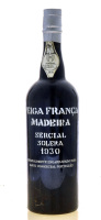 Lote 2031 - MADEIRA VEIGA FRANÇA 1930 - Garrafa de Vinho da Madeira, Sercial Solera 1930, (750ml). Nota: garrafa idêntica à venda por € 230. Especialmente engarrafado para Banco Comercial Português. Consultar valor indicativo em https://www.garrafeiranaci