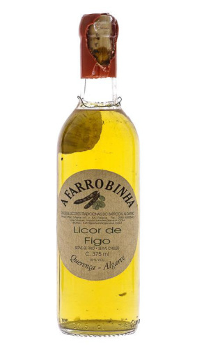 Lote 2363 - LICOR A FARROBINHA - Garrafa de Licor de Figo, Maria M. V. Faísca, Querença, Algarve, (375ml - 18%vol.). Nota: lacre danificado.