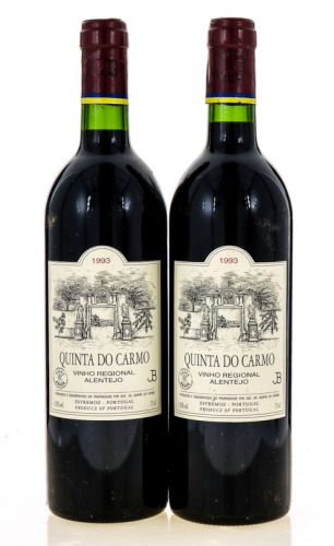 Lote 2483 - QUINTA DO CARMO 1993 - 2 Garrafas de Vinho Tinto, Vinho Regional Alentejo, 1993, Soc. Agr. Quinta do Carmo, Estremoz, (750ml - 13%vol.)