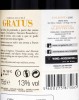 Lote 2513 - GRATUS 2010 - 3 garrafas de Vinho Tinto Regional Alentejano, Gratus, colheita 2010, das castas Aragonez, Trincadeira e Alicante Bouschet, (750ml – 13%vol.). - 4