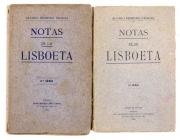 Lote 1986 - NOTAS DE UM LISBOETA - 2 Vols - 2ª SERIE; 3ª SERIE - Álvaro Pinheiro Chagas, Porto, Edição do Autor; Typ. da Emprêsa Litteraria e Typographica, 1910; 1913. Conjunto difícil de reunir. "As Notas d'um lisboeta, reunidas n'este volume [3ª], foram publicadas no Correio da Manhã no periodo decorrido desde a constituição do ministerio presidido pelo sr. Teixeira de Sousa até ao dia 8 de Janeiri de 1911 em que um batalhão de voluntarios invadiu a redacção do jornal, inutilisando o material