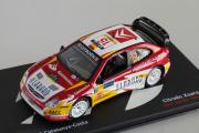 Lote 130 - MINIATURA AUTOMÓVEL DE RALLY - “Citroen Xsara WRC” - Dani Sordo -Marc Martí, Rally RACC Catalunya-Costa de 2006 - IXO/ALTAYA, Escala 1:43, com vitrina transparente de proteção e na sua base original, como nova, sem falhas