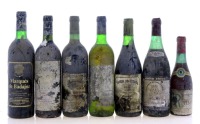 Lote 2096 - GARRAFAS DE VINHO - Conjunto de 7 garrafas de vinho composto por uma garrafa de Tapada do Chaves Tinto 1996, (750ml), uma garrafa de Marqués Badajoz tinto 1992, (750ml - 12,5%vol.), uma garrafa de Dom Hermano tinto (750ml), uma garrafa de Duas