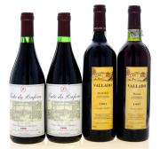 Lote 2181 - GARRAFAS DE VINHO TINTO - Conjunto de 4 garrafas de Vinho Tinto sendo 2 garrafas de Tinto da Anfora 1999, Vinho Regional Alentejano, (750ml - 13%vol.) e 2 garrafas de Vallado, Douro DOC, 1 de 1997 e 1 de 2001, (750ml)