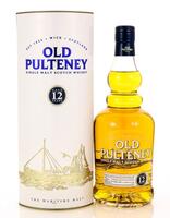 Lote 2241 - WHISKY OLD PULTNEY 12 ANOS - Garrafa de Whisky, Single Malt Scotch, Aged 12 Years, Escócia, (700ml - 40%vol.). Nota: garrafa idêntica à venda por € 37,90. Em caixa de cartão original. Consultar valor indicativo em https://www.garrafeiranaciona