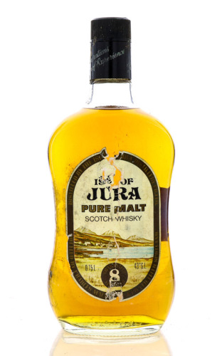 Lote 2244 - WHISKY ISLE OF JURA 8 ANOS - Garrafa de Whisky, Pure Malt Scotch Whisky, Guaranteed 8 Years Old, Charles Mackinlay & Cº, Escócia, (750ml - 43%vol). Nota: garrafa similar à venda por € 176. Rótulo algo danificado. Consultar valor indicativo em 