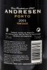 Lote 2252 - PORTO ANDRESEN VINTAGE 2005 - Garrafa de Vinho do Porto, Vintage 2005, engarrafado em 2007, J.H. Andresen, Vila Nova de Gaia, (750ml - 20%vol.) Nota: garrafa idêntica à venda por € 60,37 (DKK 399). Consultar valor indicativo em https://www.and - 4