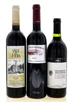 Lote 2391 - GARRAFAS DE VINHO TINTO - Conjunto de 3 garrafas de Vinho Tinto composto por uma garrafa de Vale da Judia 2002, Vinho Regional Terras do Sado, (750ml - 13,5%vol.), uma garrafa de Castelo Rodrigo DOC, Touriga Nacional 2011, (750ml - 13%vol.) e 