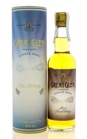 Lote 2743 -  WHISKY THE GREAT GLEN - Garrafa de Whisky de Malte The Great Glen, Highland Single Malt, Escócia, (700ml - 40%vol.). Nota: esta garrafa possui ainda o antigo selo da DGFCQA no valor de 15 escudos. Em caixa/tubo de cartão original.