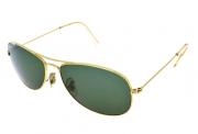 Lote 22 - RAY-BAN, ÓCULOS DE SOL - Modelo aviador, armação em metal dourado, lentes de vidro verde claro, sem estojo de origem. Nota: sinais de uso