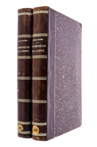 Lote 8 - LES MERVEILLES DE LA SCIENCE-DESCRIPTION POPULAIRES DES INVENTIONS MODERNES, LIVRO DO SÉC. XIX - 2 Vols. Edições em língua francesa. Por Louis Figuier, 1870, Fourne, Jouvet et Cie.Éditeurs, Paris. Profusamente ilustrados. 1-Télégraphie aérienne, 