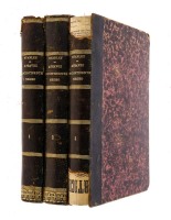 Lote 15 - ATRAVEZ DO CONTINENTE NEGRO, LIVROS DO SÉC. XIX - 3 Vols. Conjunto idêntico foi vendido na Oportunity Leilões por € 120. Por Henrique Stanley, 1880, 149 gravuras, 11 mapas, Mendonça & Irwin, Empresa Editora, Lisboa. Encadernações em meia pele. I