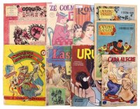 Lote 82 - CONJUNTO DIVERSO DE REVISTAS JUVENIS (ANOS CINQUENTA) - 9 Vols. "CAVALEIRO ANDANTE", (Nºs. 1, 196 e 199); "O MOSQUITO"; "ROMANCE"; "LASSIE"; "ZÉ COLMEIA"; "URUBU; "CARA ALEGRE". Encadernações de capa de brochura. Profusamente ilustrados. Nota: f