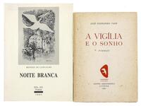 Lote 826 - CONJUNTO DIVERSO DE LIVROS DE POESIA - 2 Vols. "JA VIGÍLIA E O SONHO", José Fernandes Fafe, 1951, 1ª edição, Centro Bibliográfico, Lisboa, Primeiro livro do autor, In-8º (19 cm); e "NOITE BRANCA", Mendes de Carvalho, 1994, Sol XXI Poesia, (1924