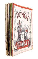 Lote 922 - PUNCH - 13 Vols. Revista de humor britânica que se publicou entre 1841 e 1992 e de 1996 a 2002. Excelentes capas. (In-4º(28,5 cm)il.B.). Publicadas entre 1956 e 1960. Encadernações de capa de brochura. Profusamente ilustradas. Nota: falhas e de