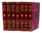 Lote 12 - ALEXANDRE DUMAS - Lote composto por 7 volumes: "Impressions de voyage en Russie - 4 Volumes Ano 1876; "Impressions de voyage en Suisse", 3 Volumes. Fabulosas encadernações em meia francesa de carneira com nervuras e dourados nas lombadas. Conserva as capas de brochura