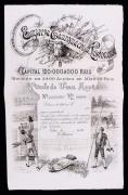 Lote 19 - EMPRESA TAUROMÁQUICA LISBONENSE, S.A.R.L. - TÍTULO DE 1 Acção - Ano 1891. Acção idêntica encontra-se à venda por € 75. Rara