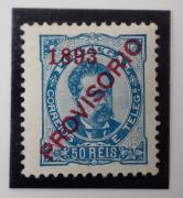 Lote 26 - FILATELIA,PORTUGAL - Selo Novo possivelmente regomado com charneira (*/MH) de D.Luís I Sobrecarga "Provisório" de 50 Reis azul 1892-1893. Cotação Mundifil 32º Edição 2018 : € 120. Nota: Sem classificação atribuída pela Oportunity, cabe ao licitante atribuir a classificação e a valorização que entender correta.