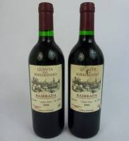 Lote 817 - Lote de 2 garrafas de Vinho Tinto, QUINTA DO RIBEIRINHO, Bairrada, colheita de 1994, criado por Luís Pato. Para coleccionadores.