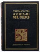 Lote 6 - A VOLTA AO MUNDO, LIVRO - Por Ferreira de Castro. Editora: Empresa Nacional de Publicidade 1942, 1ª edição. Livro com valor estimado de € 200 em mercado profissional. Livro de capa dura em pele com gravações a seco e dourado. Dim: 31x25x6,5 cm. Nota: livro profusamente ilustrado em bom estado de conservação.