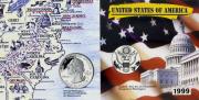 Lote 87 - UNITED STATES OF AMERICA, 1999 - Conjunto de 5 moedas, Delaware, Pennyslvania, New Jersey, Georgia, Connecticut. Dim: 2,5 cm (diâmetro). Nota: em bom estado de conservação. Sem classificação atribuída, cabe ao licitante atribuir a classificação e a valorização que entender correta