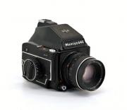 Lote 7 - MAMIYA, MÁQUINA FOTOGRAFICA VINTAGE - Modelo M645, com lente 80 mm, f: 2.8. Made in Japan. Máquina dos anos 70. Dim: 13x17x13 cm. Nota: sinais de uso, falhas e defeitos. Não testada