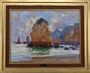 Lote 6064 - JAIME MURTEIRA (1910-1986) - Original - Pintura a óleo sobre tela, assinada, motivo "Paisagem Marinha". Dim: mancha 50x65 cm. Dim: moldura 68x83 cm. Óleo similar foi vendido € 9.000 numa leiloeira de Lisboa. Nota: Jaime Murteira estudou com Frederico Aires e António Saúde na Escola de Belas Artes. Jaime Murteira é considerado o último grande naturalista Português, tendo-se dedicado principalmente a pintar paisagens rurais e belas marinhas