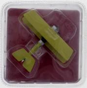 Lote 226 - MINIATURA DE AVIÃO - Modelo de Avião à escala 1:72. Em metal, pintado de amarelo. Aeronave francesa de combate, biplano. Nota: em blister de origem com sinais de armazenamento. Em bom estado