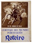 Lote 1639 - CORTEJO DO MUNDO PORTUGUÊS, ROTEIRO - Henrique Galvão, Lisboa, Comissão Executiva dos Centenários, 1940. Encadernação editorial em brochura. Exemplar com pequenas faltas, falhas e defeitos. Catálogo profusamente ilustrado detalhando os tipos históricos e etnográficos do Mundo Português integrantes do cortejo de 30 de Junho de 1940