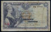 Lote 2 - NOTA DE CINQUENTA CENTAVOS, 1918 - Da série C h.1 FB 16044, Banco de Portugal, 5 julho de 1918, Estado R. Sem classificação atribuída, cabe ao licitante atribuir a classificação e a valorização que entender correta