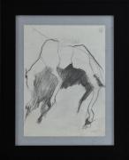 Lote 10 - ABSTRACTO - Original, Desenho a lápis sobre papel, assinado, motivo "Abstracto". Dim: mancha 28,5x21 cm. Dim: moldura 41,5x33,5 cm