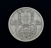 Lote 9 - PORTUGAL, MOEDA DE 10 ESCUDOS EM PRATA 680, ANO 1954 - Peso indicativo: 12,5 g. Dim: 30 mm. Nota: sem classificação atribuída pela Oportunity Leilões, cabe ao licitante atribuir a classificação e a valorização que entender correta