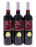 Lote 2100 - SANTA VITÓRIA 2015 - 2 garrafas de Vinho Tinto, Vinho Regional Alentejano, Reserva 2015, das castas Touriga Nacional, Trincadeira, Syrah, Merlot e Cabernet Sauvignon com maceração prolongada e estágio de 9 meses em barricas de carvalho francês