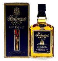 Lote 2188 - WHISKY BALLANTINE'S 12 ANOS - Garrafa de Whisky, Gold Seal Special Reserve Scotch Whisky, George Ballantine & Son, Scotland, (700ml - 40%vol.). Nota: em caixa de cartão original