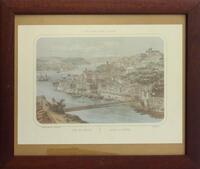 Lote 122 - LITOGRAFIA - Reprodução de gravura, vista do Porto e Cais da Ribeira, o Rio Douro, com a Ponte suspensa da autoria de  Isidore Laurent Deroy , e impresso por L. Turgis J.ne Imp.r r. dês Ecoles et á New York Duane S.t 78 Litografia (46*33)Cm e M