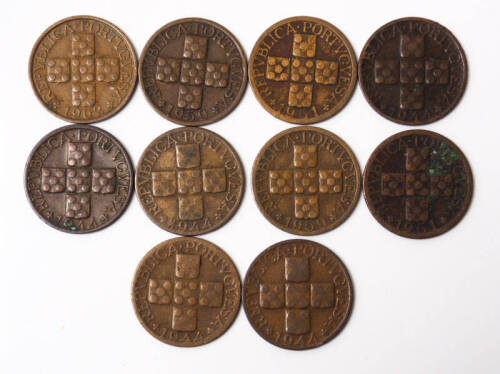 Lote 76 - MOEDAS DE XX CENTAVOS - 10 moedas em bronze da República Portuguesa de XX centavos, anos de 1944 (5), 1951 (2), 1959 (2), 1962 (1). Cotação total em Bela com o valor de € 501 (Catálogo de Moedas e Notas, Ferreira da Silva - 31ª Edição - 2019). 