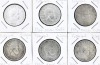 Lote 17 - PORTUGAL, MOEDAS DE 500 REIS EM PRATA, ANOS 1907/1891/92/93/96 e 99 - Conjunto de 6 moedas "D. Carlos I". Peso total: 75 g. Dim: 31 mm. Sem classificação atribuída pela Oportunity Leilões, cabe ao licitante atribuir a classificação e a valorizaç