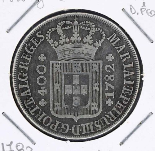 Lote 31 - PORTUGAL, MOEDA DE 480 REIS EM PRATA, ANO 1782 - Cruzado Novo, D. Maria I e D. Pedro III. Peso: 14,7 gr. Dim: 36 mm. Sem classificação atribuída pela Oportunity Leilões, cabe ao licitante atribuir a classificação e a valorização que entender cor