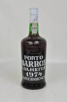 Lote 1158 - Lote de Garrafa de Vinho do Porto BARROS, Colheita 1974, aloirado doce, engarrafado em 1989, para coleccionador.