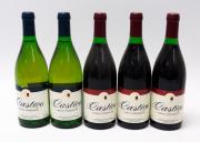 Lote 32 - CASTIÇO - 5 garrafas de Vinho Frisante Castiço, Gruta Central da Bairrada, Anadia, 3 garrafas de vinho tinto e duas garrafas de vinho branco (750 ml - 11,5% vol.)