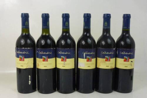 Lote 1613 - Lote de seis garrafas de vinho tinto Calhandriz, colheita de 1999, Estremadura. Para coleccionadores. Nota: pequenas falhas nos rótulos.