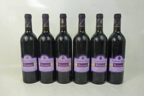 Lote 1695 - Lote de seis garrafas de vinho tinto Castas de Santar - Tinta Roriz, colheita de 1997, Dão. Para coleccionadores.